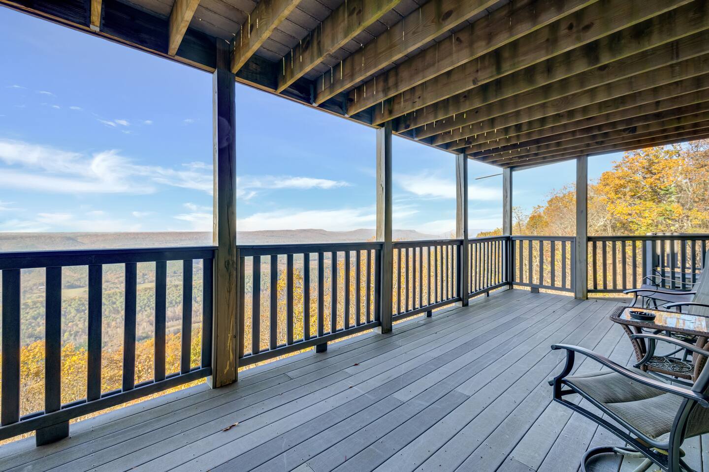 The Lodge on Lookout Mountain in Mentone, AL - covered deck