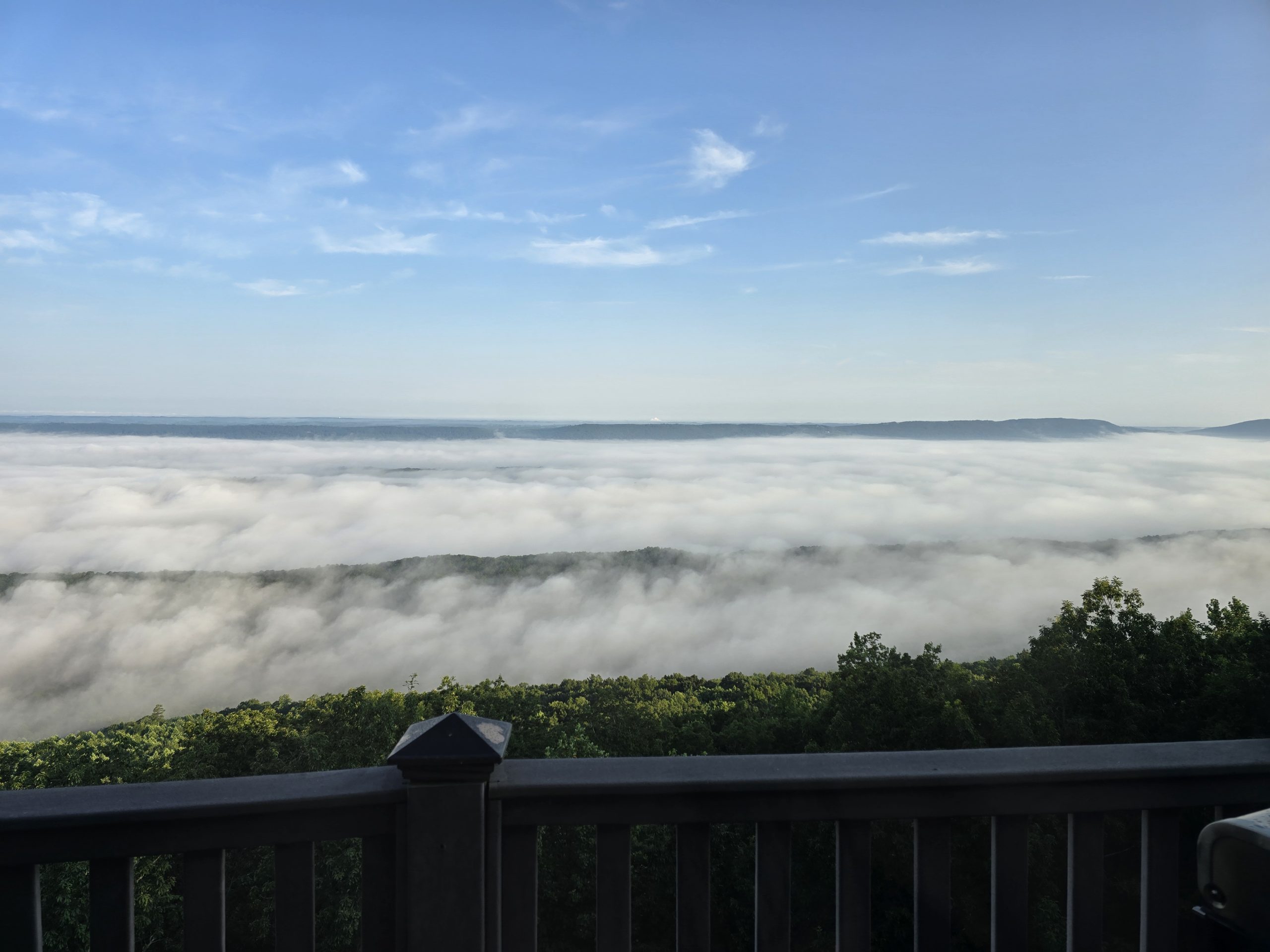 The Lodge on Lookout Mountain in Mentone, AL - fog below deck